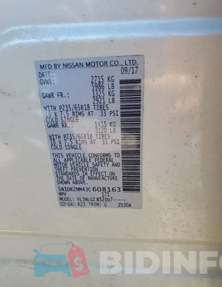 5N1DR2MM4JC608163 Photo# 13