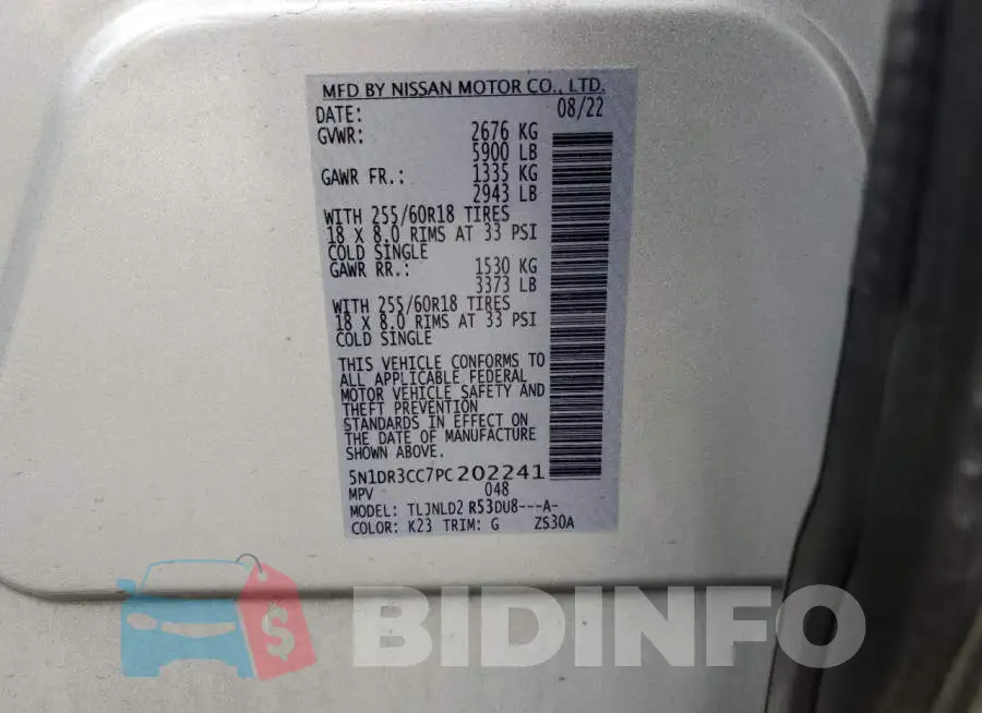 5N1DR3CC7PC202241 Photo# 13