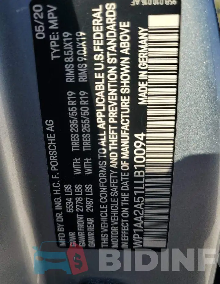 WP1AA2A51LLB10094 Photo# 13