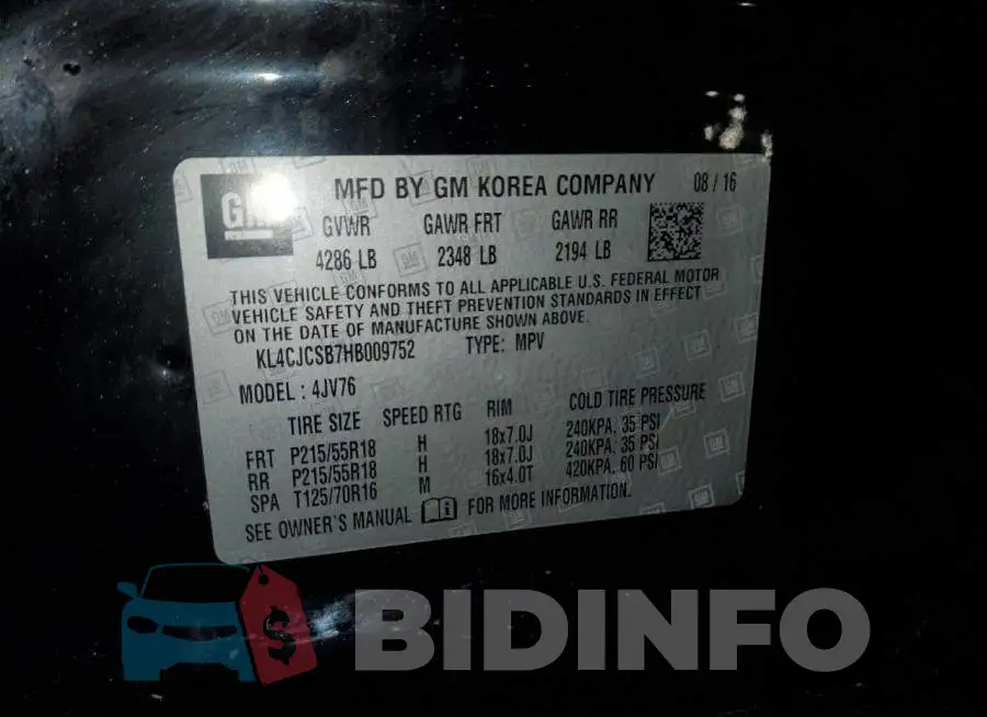 KL4CJCSB7HB009752 Photo# 14