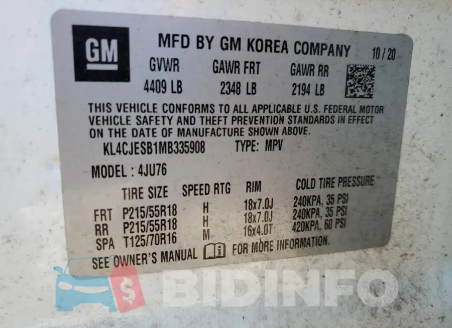 KL4CJESB1MB335908 Photo# 12