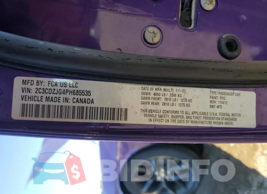 2C3CDZJG4PH685535 Photo# 12