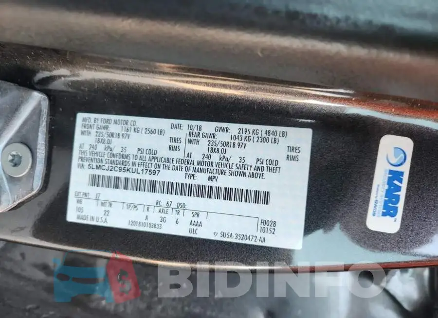 5LMCJ2C95KUL17597 Photo# 12