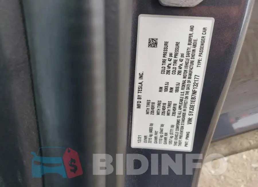 5YJ3E1EB7NF132177 Photo# 12