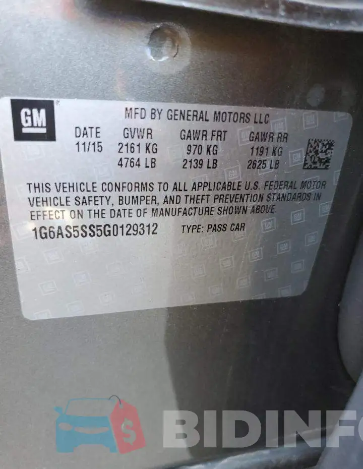 1G6AS5SS5G0129312 Photo# 13