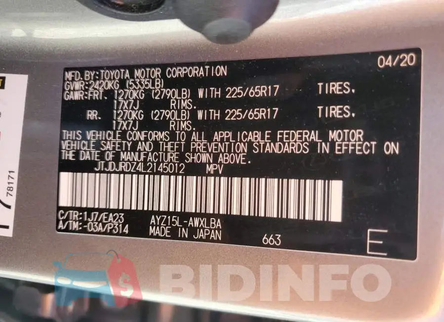 JTJDJRDZ4L2145012 Photo# 14