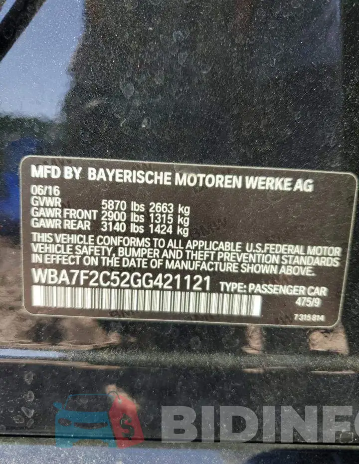 WBA7F2C52GG421121 Photo# 13