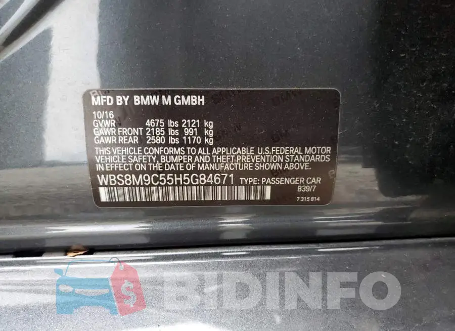 WBS8M9C55H5G84671 Photo# 12