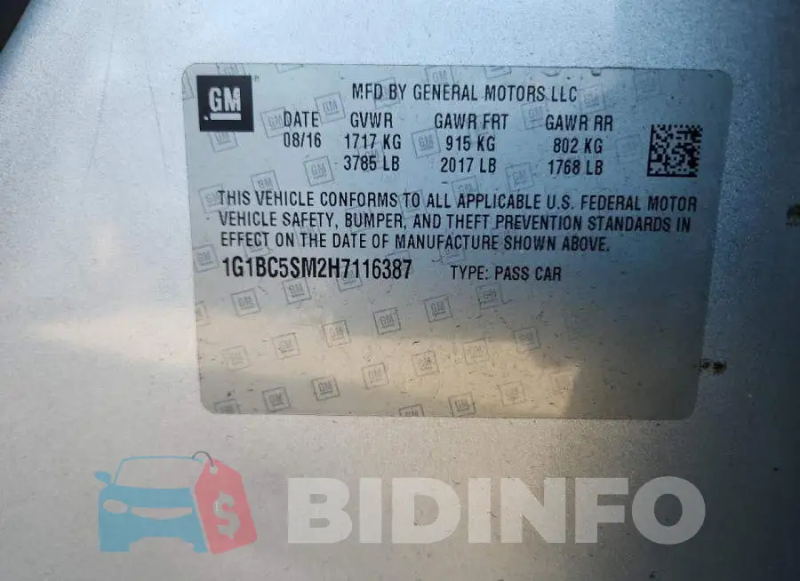 1G1BC5SM2H7116387 Photo# 12