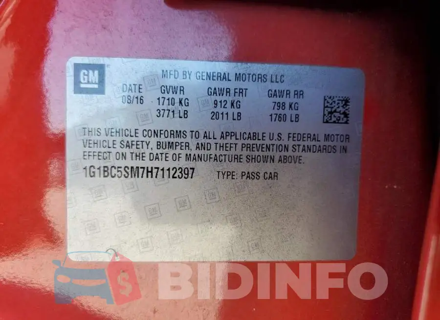 1G1BC5SM7H7112397 Photo# 12