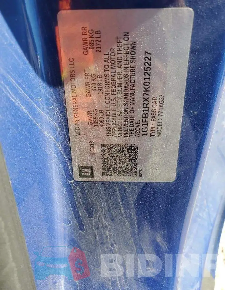 1G1FB1RX7K0125227 Photo# 13
