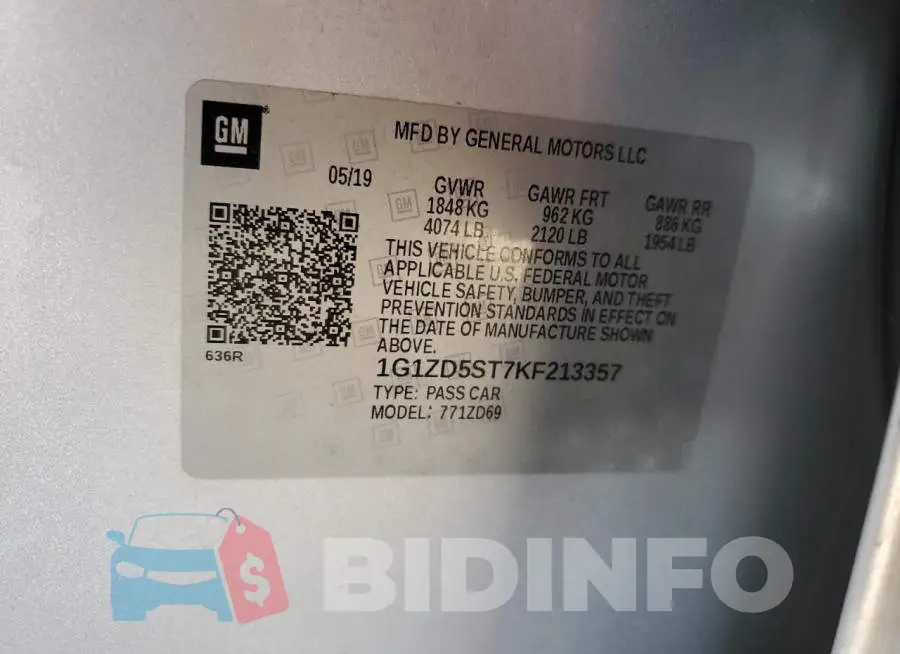 1G1ZD5ST7KF213357 Photo# 12