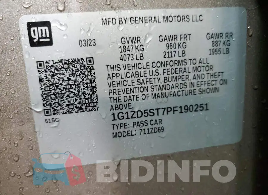 1G1ZD5ST7PF190251 Photo# 12