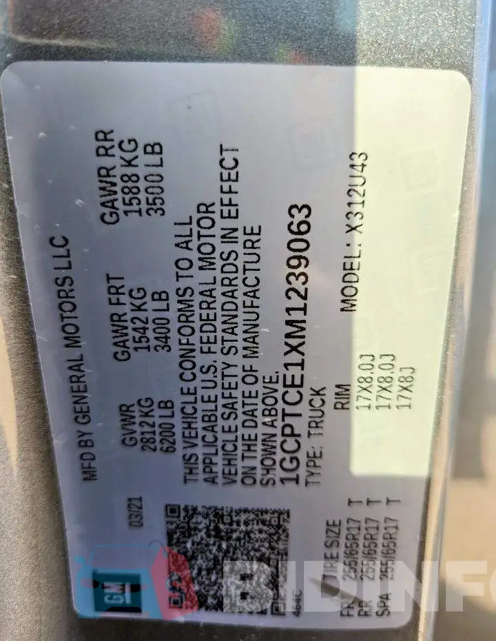 1GCPTCE1XM1239063 Photo# 12