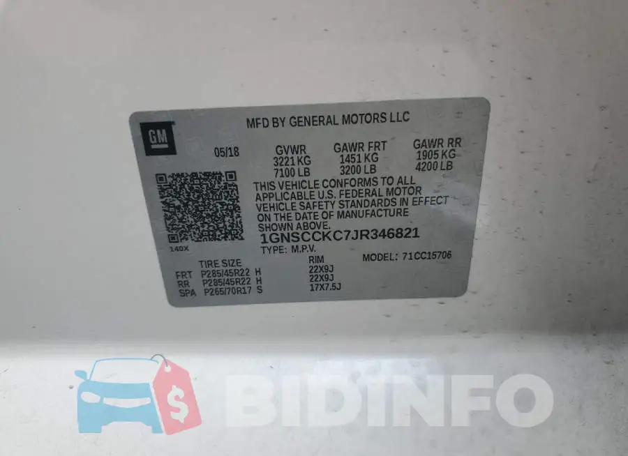 1GNSCCKC7JR346821 Photo# 14