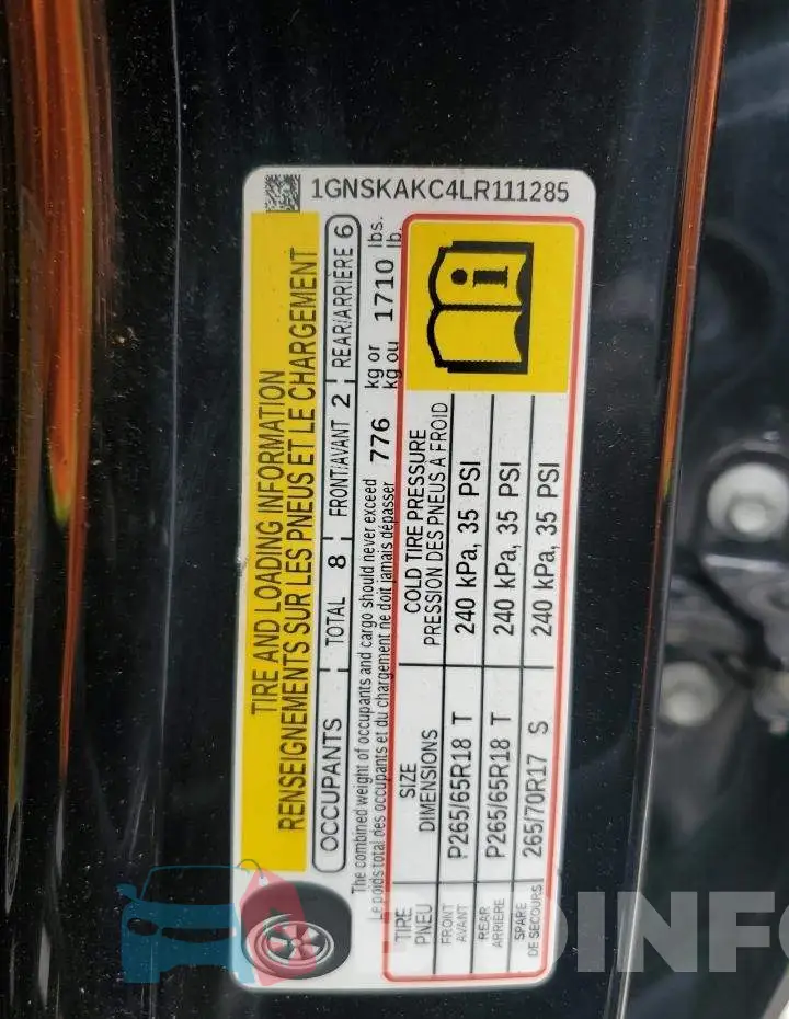 1GNSKAKC4LR111285 Photo# 13
