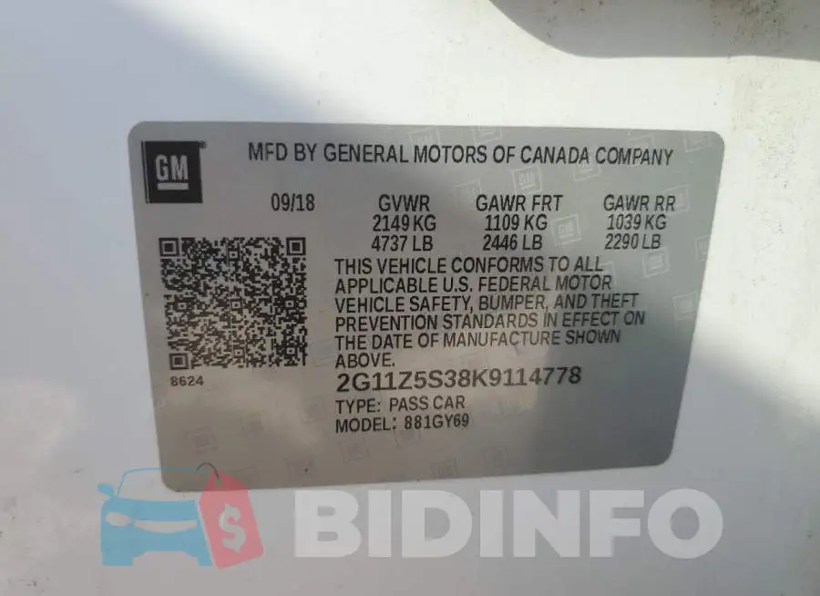 2G11Z5S38K9114778 Photo# 13