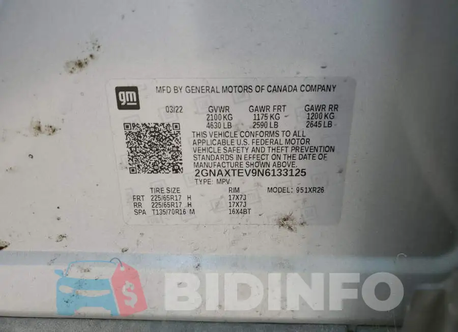 2GNAXTEV9N6133125 Photo# 13