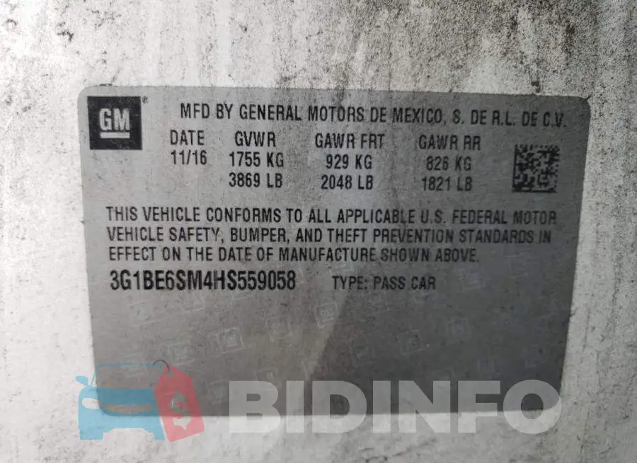 3G1BE6SM4HS559058 Photo# 12