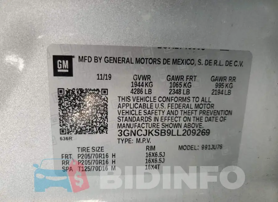 3GNCJKSB9LL209269 Photo# 12