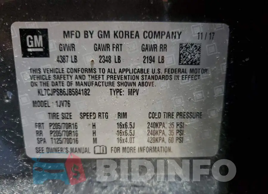 KL7CJPSB6JB584182 Photo# 14