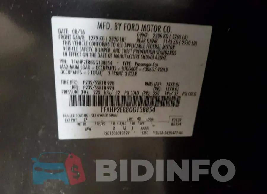 1FAHP2E88GG138854 Photo# 13