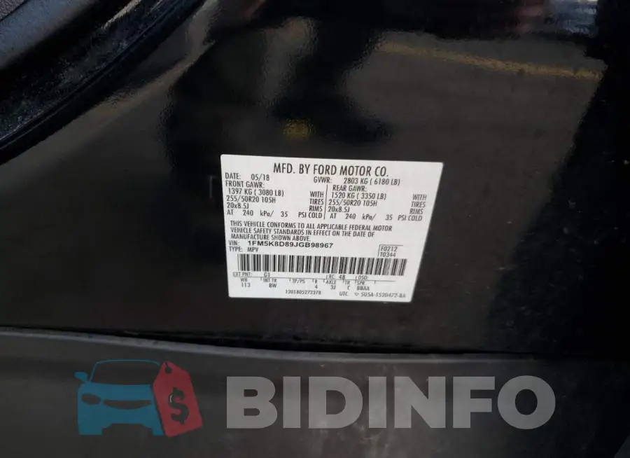 1FM5K8D89JGB98967 Photo# 13
