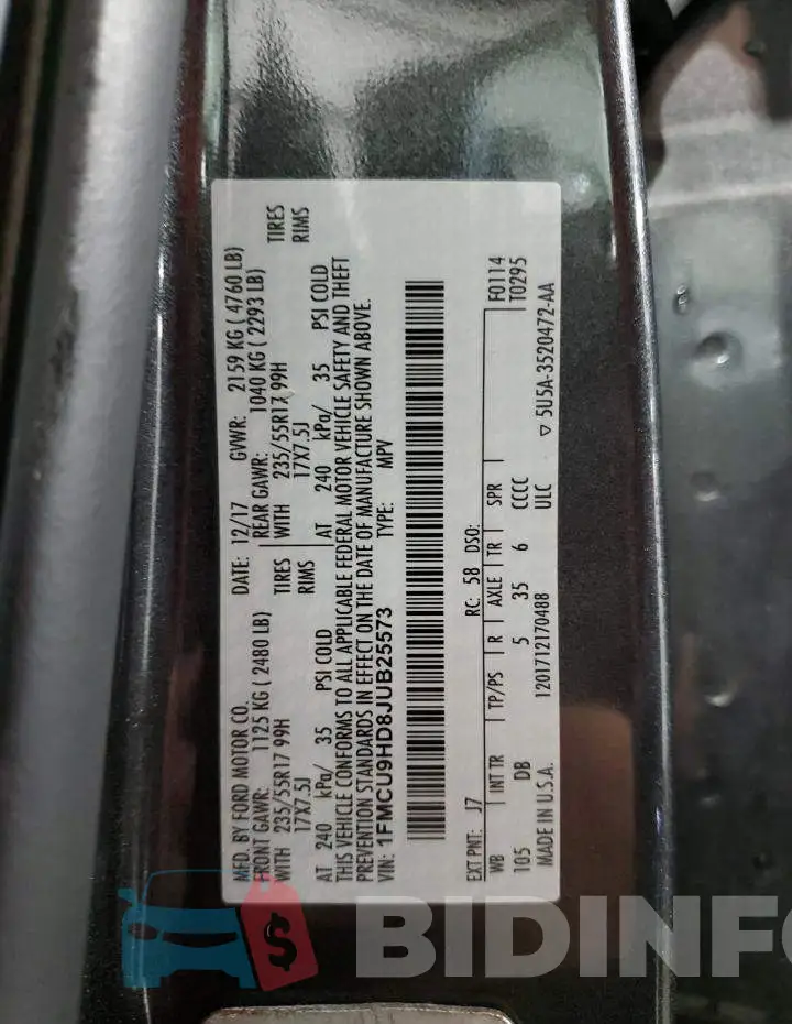 1FMCU9HD8JUB25573 Photo# 14