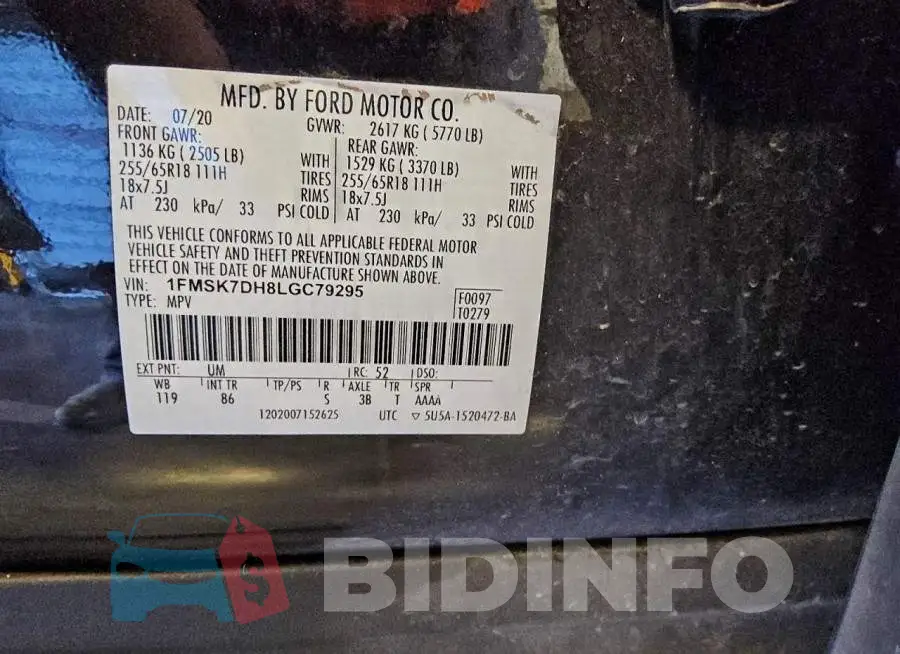 1FMSK7DH8LGC79295 Photo# 13