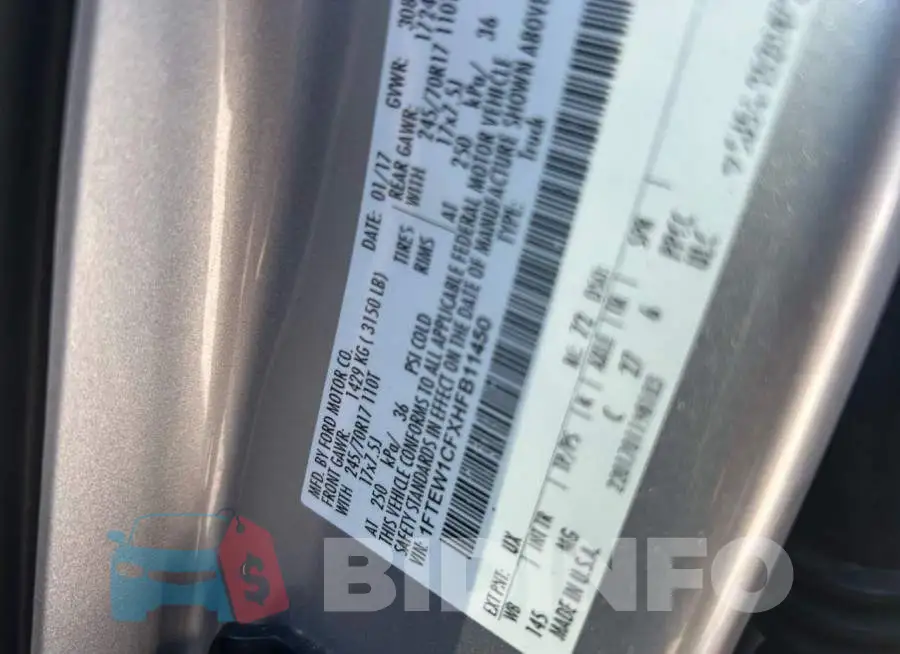 1FTEW1CFXHFB11450 Photo# 10