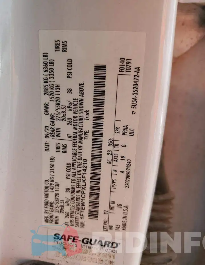 1FTEW1CPXLKF14210 Photo# 12