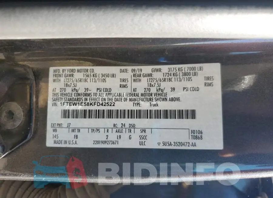 1FTEW1E58KFD42522 Photo# 12