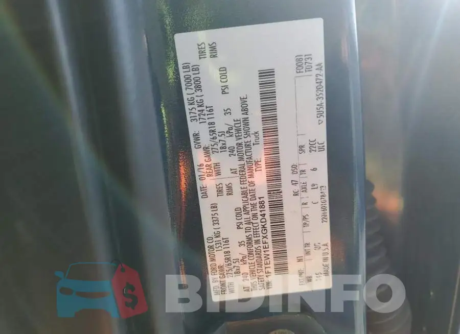 1FTEW1EFXGKD41881 Photo# 12
