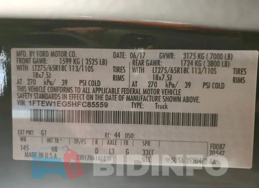 1FTEW1EG5HFC85559 Photo# 12