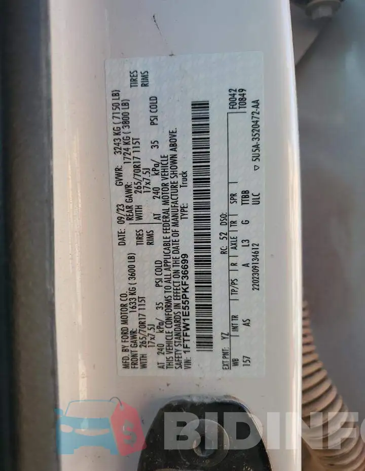 1FTFW1E55PKF36699 Photo# 12