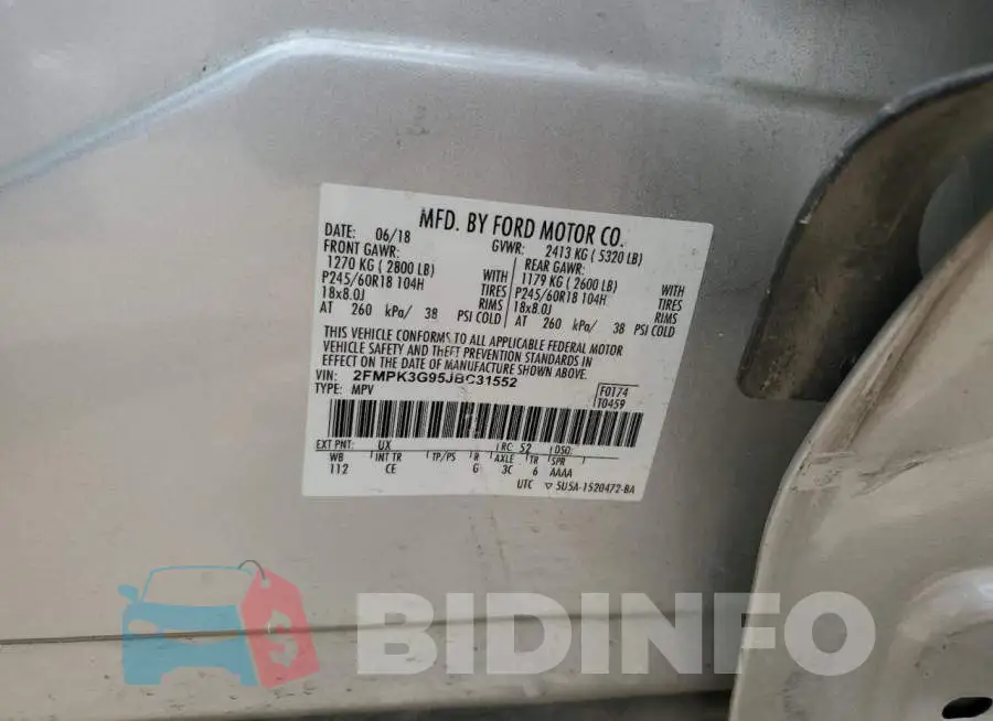 2FMPK3G95JBC31552 Photo# 13