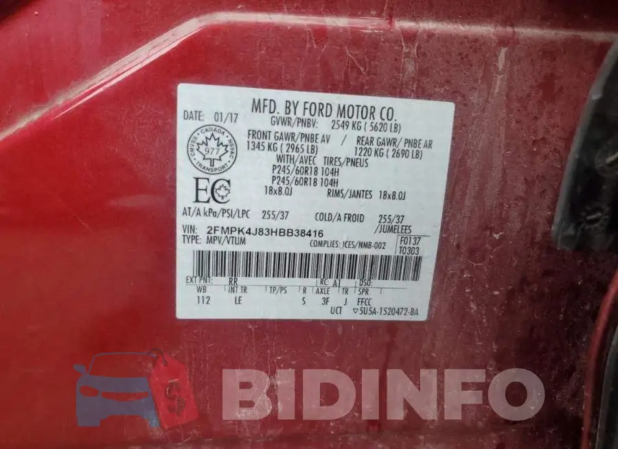 2FMPK4J83HBB38416 Photo# 13