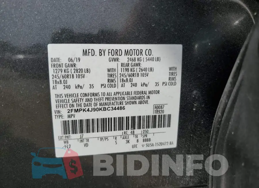 2FMPK4J90KBC34486 Photo# 12