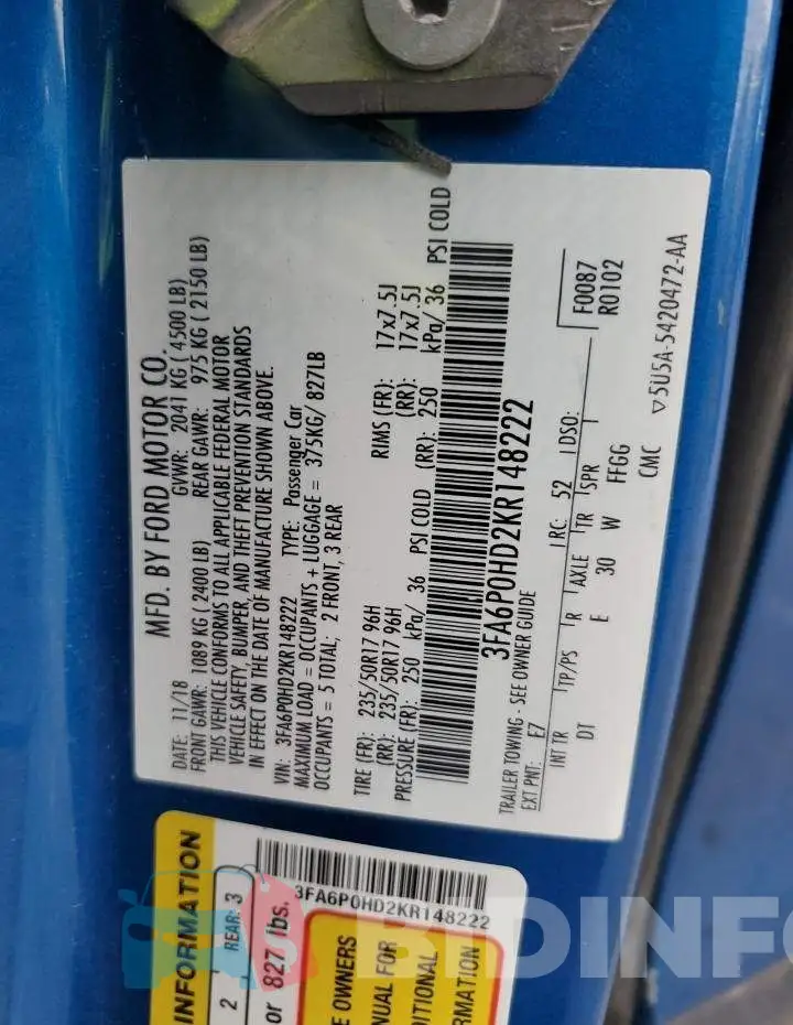 3FA6P0HD2KR148222 Photo# 12