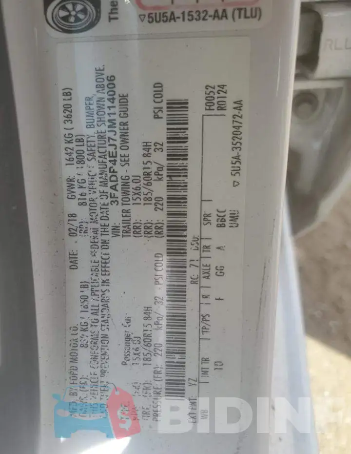 3FADP4EJ7JM114006 Photo# 12
