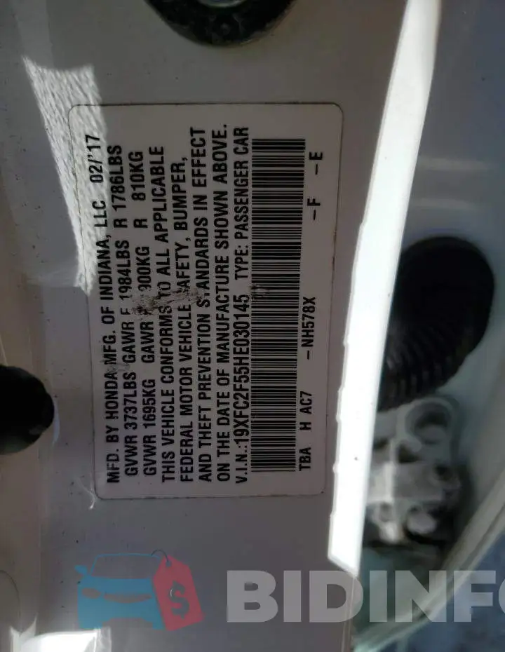 19XFC2F55HE030145 Photo# 13