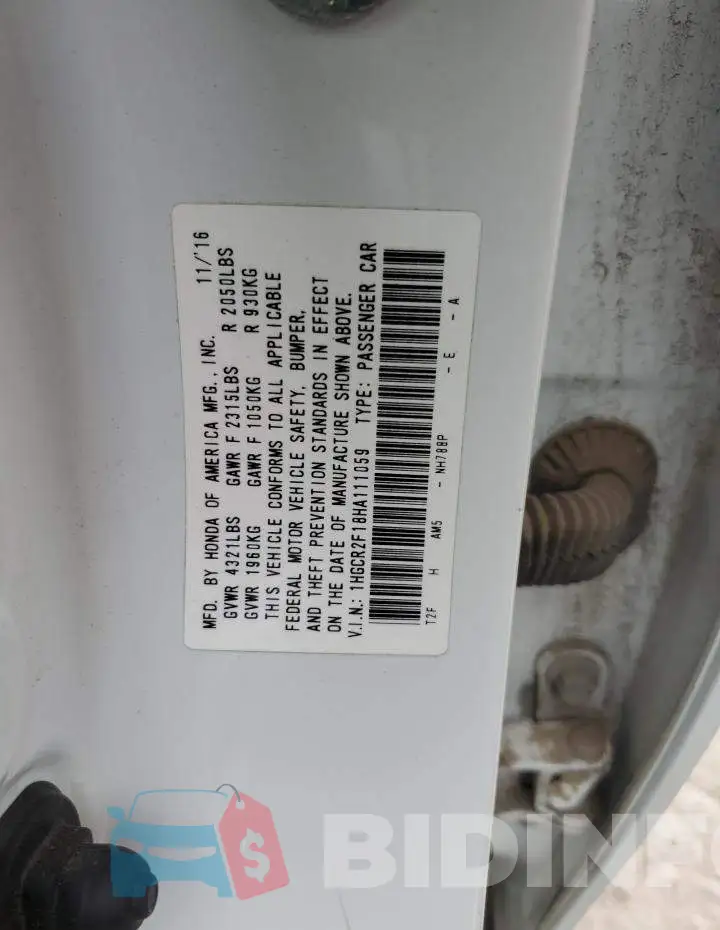 1HGCR2F18HA111059 Photo# 12