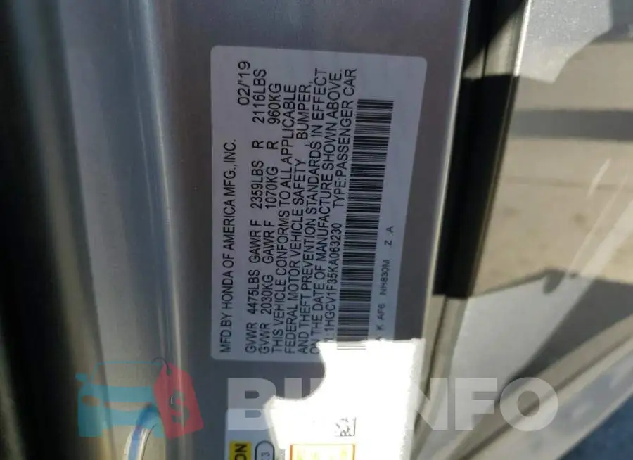 1HGCV1F35KA063230 Photo# 12