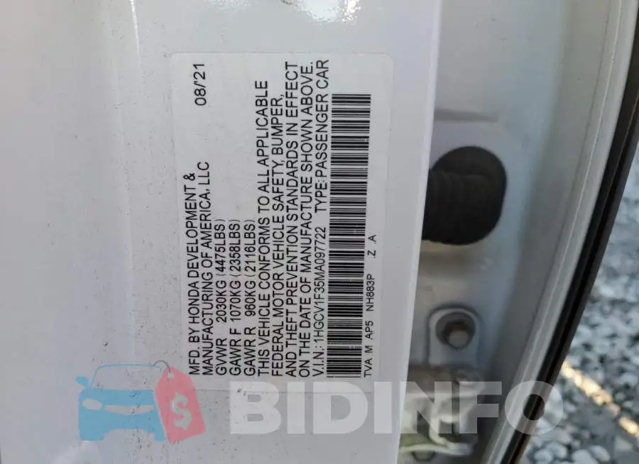 1HGCV1F35MA097722 Photo# 13