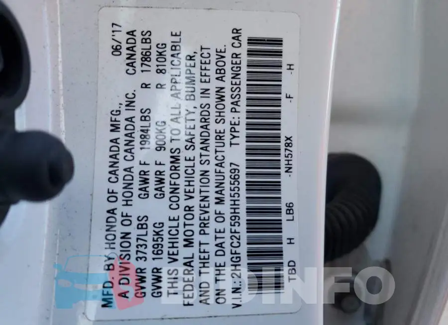 2HGFC2F59HH555697 Photo# 13
