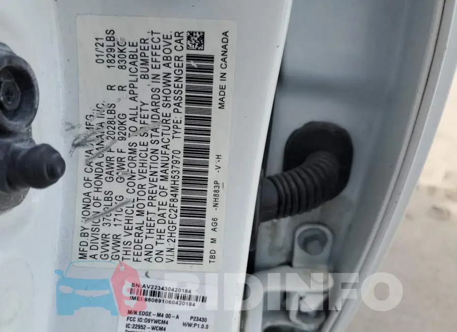 2HGFC2F84MH537970 Photo# 12