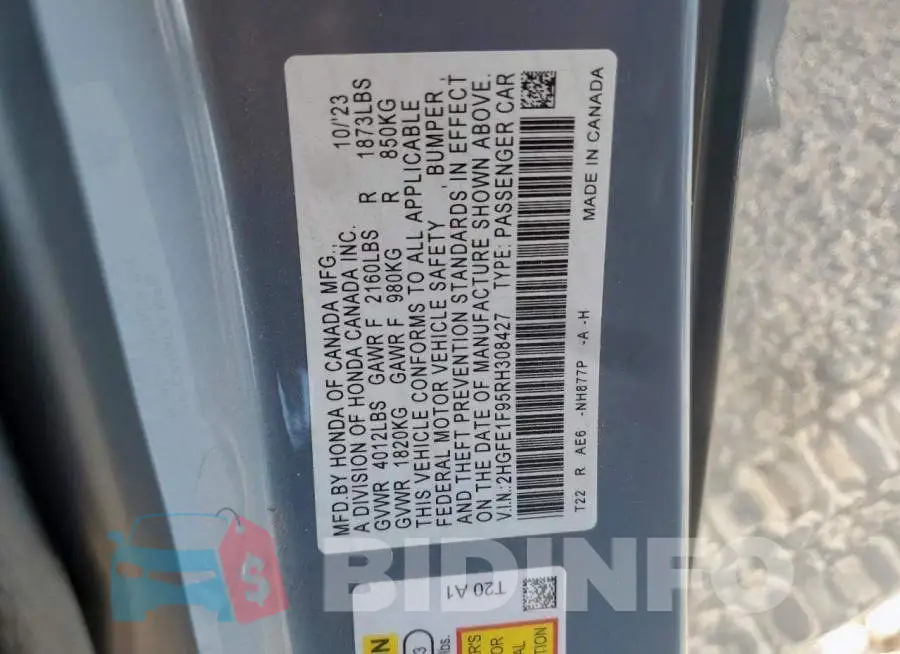 2HGFE1F95RH308427 Photo# 12