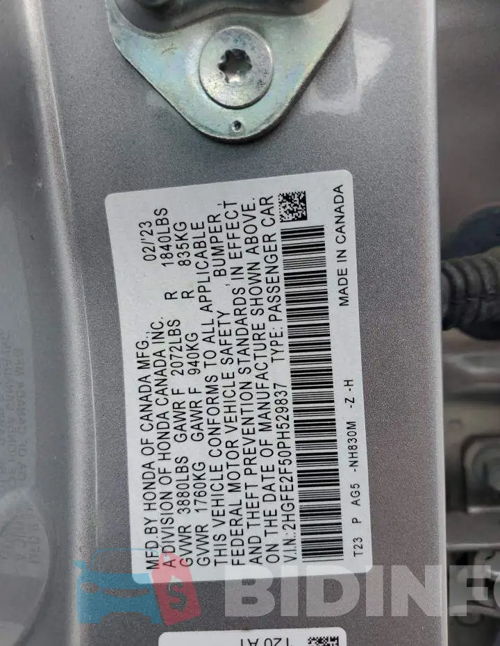 2HGFE2F50PH529837 Photo# 12