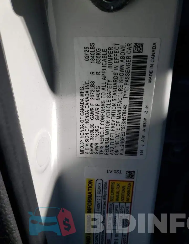 2HGFE2F52SH578448 Photo# 12
