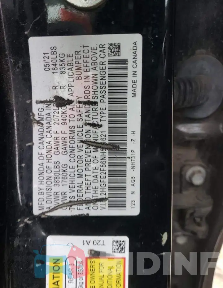 2HGFE2F56NH501621 Photo# 12